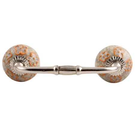 Mustard Floral Crackle Ceramic Bridge Handle